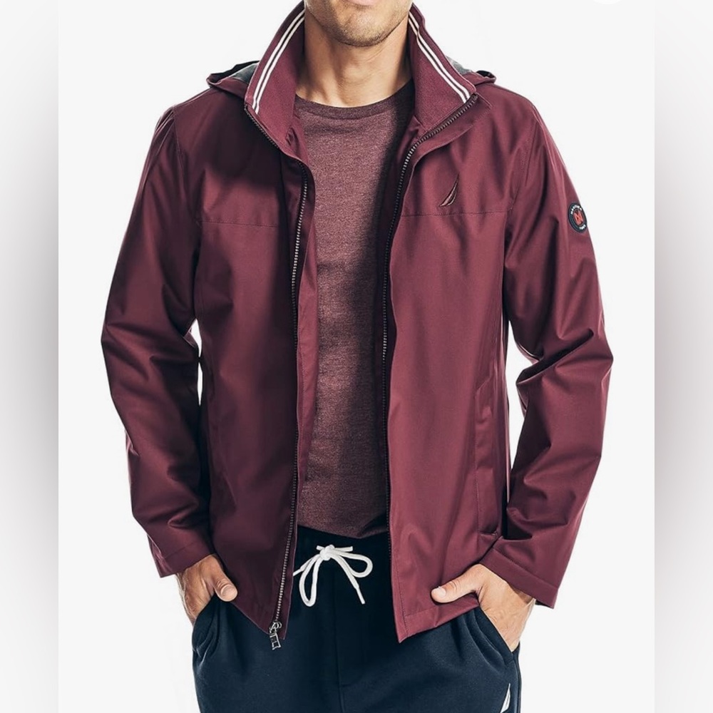 Náutica Men’s Burgundy Waterproof Bomber Jacket - XL
